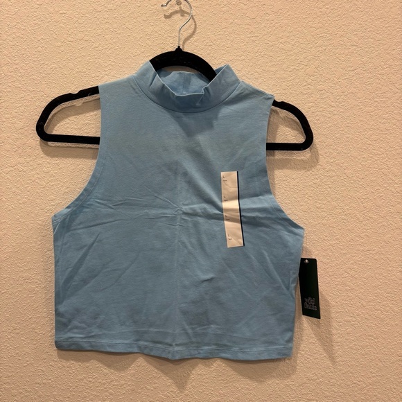wild fable Tops - Wild Fable Blue Mock Neck Crop Top Womens Large Sleeveless Tank NWT